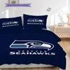 Seattle Seahawks Pattern Bedding Quilt Set Quilt Cover Pillowcase Home Decoration Birthday Gift (1 * Duvet Cover + 2 * Pillowcase, Without Core)