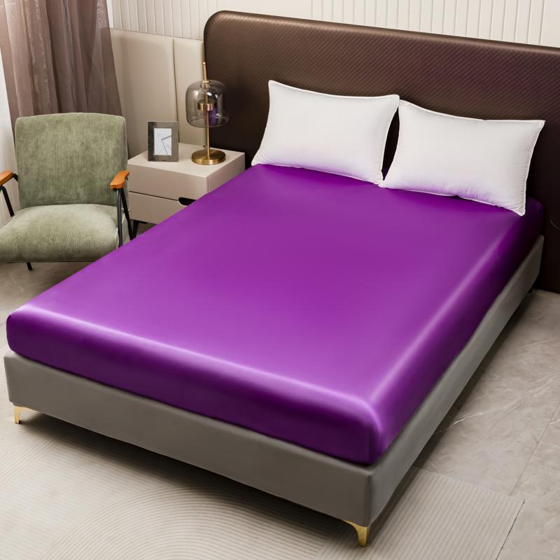 European and American Sizes Satin Fitted Sheet Smooth Skin-friendly Elastic Band Bed Sheet King Size Rayon Full Bedsheet 180x200