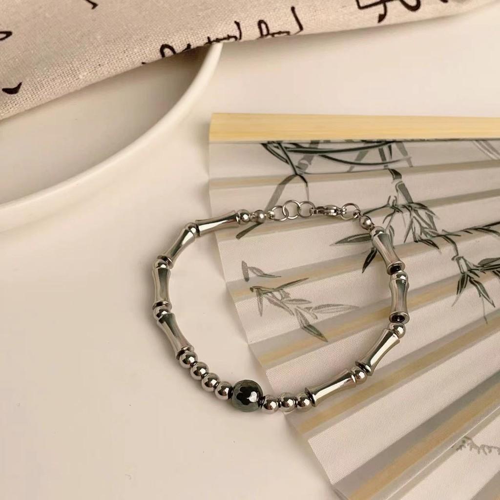 Unisex Titanium Stylish Steel Bracelet Sophisticated Design Bamboo