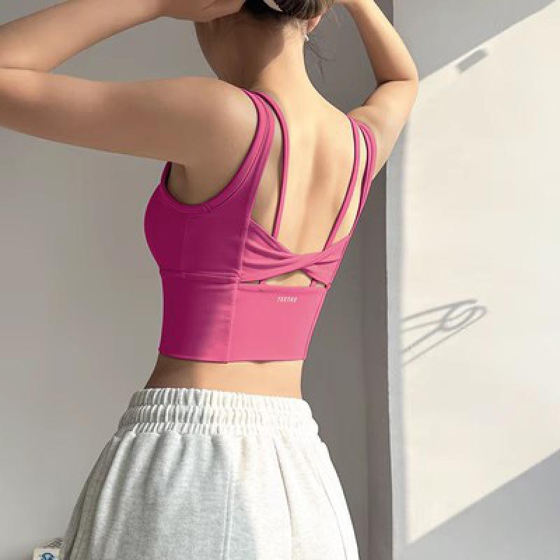 Cross-Back Sports Bra - Full Cup, Breathable, with Chest Pads for Running and Yoga 