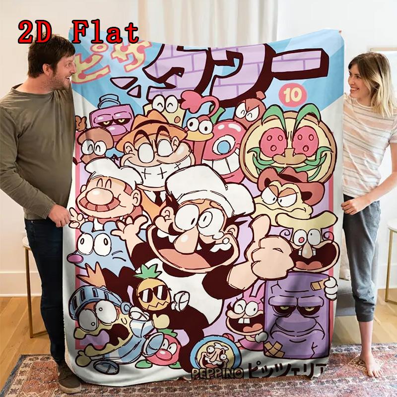 Pizza Tower 2D Flat Pattern Flannel Blanket High quality All Seasons Warmth and Comfort Perfect for Christmas Gifts.NMT0928540