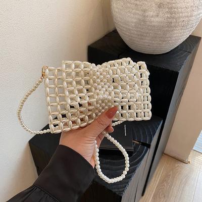 Summer Acrylic Woven Women's Bag 2025 New Fashion Hollow Shoulder Bag Small Fragrant Versatile Messenger Beach Bag