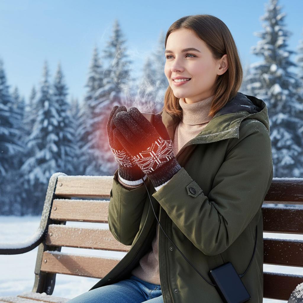 USB Electric Heated Gloves Windproof Motorcycle Thermal Gloves Wear Resist Soft Heating Gloves for Outdoor Camping Hiking