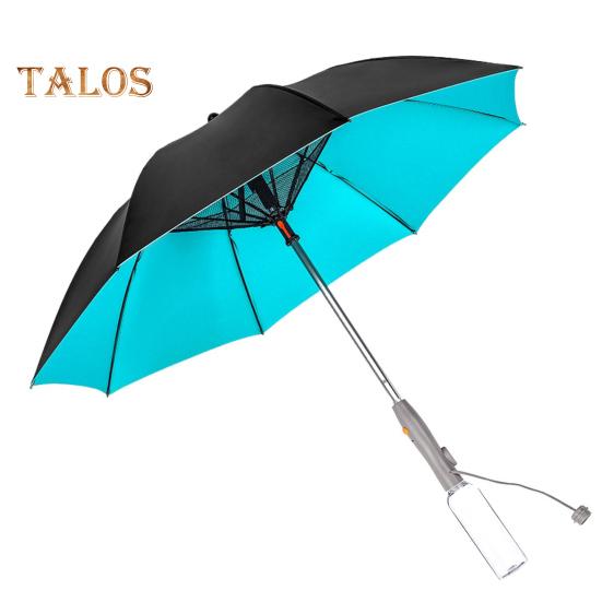 3-In-1 Umbrella with Fan Mister USB Rechargeable UV Sun Protection Umbrella Portable Waterproof Windproof Summer Outdoor Sun Rain Umbrella