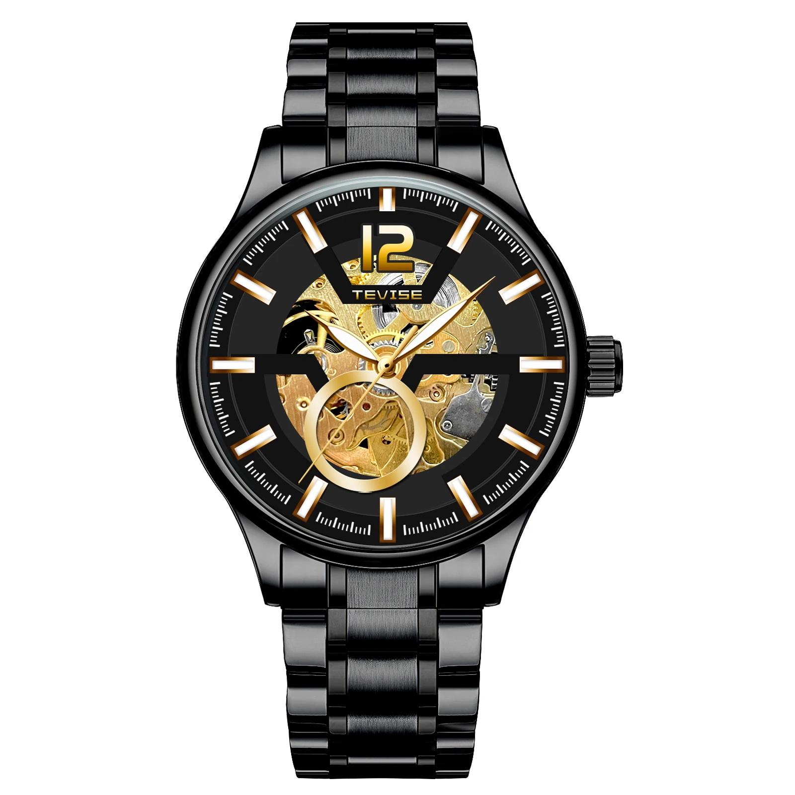 

TEVISE Automatic Watch for Men Mechanical Wristwatch with Stainless Steel Strap Waterproof Luminous Watch чёрный