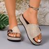 Summer Large-size Thick-soled Slippers for Women, Outdoor Round-toe Platform Sole One-piece Sandals