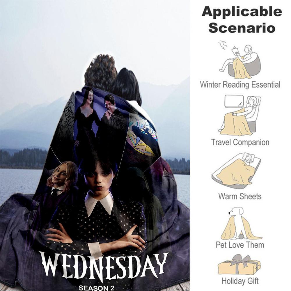 1pc Wednesday Outdoor Blanket Lightweight Flannel, Soft & Warm, All-Season Use for Sofa, Outdoor, Camping, Living Room, Office129