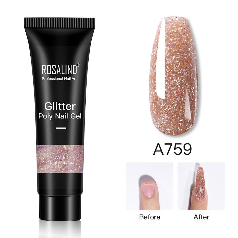 ROSALIND 15ml Γυαλιστερό Poly Nail Gel 6 χρωμάτων Quick Builder Extension UV λάμπα