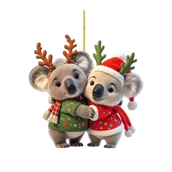 

Koala Couple Christmas Ornament 2D Acrylic Couple Koala Animal Hanging Decoration Married Anniversary Keepsake Gift for Couples 1pc
