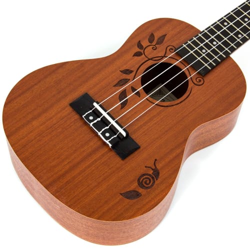 kmise 23-inch concert ukulele with tuner and case! Laser-etched top design