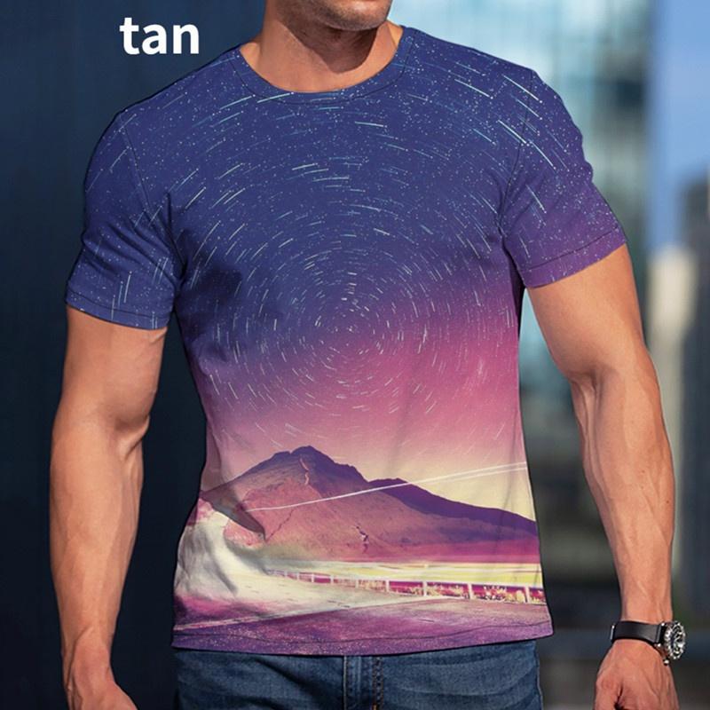 

Мужские футболки с принтом Aurora Sky 3D, повседневная модная футболка с коротким рукавом 6XL