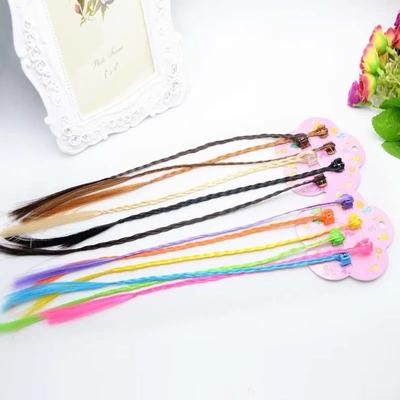 6pcs/set Girls Colorful Wigs Ponytail Hair Ornament Hair Claw Clips Twist Braid Headwear for Kids Girls Hair Accessories