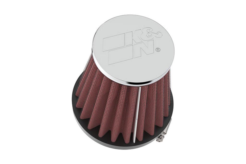 Custom Round with End Universal Fit K&N RC-1060 Filter, Taper, 49mm, Chrome-Plated Caps,