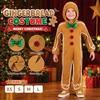Zipper Closure Gingerbread Cosplay Jumpsuit Long Sleeve Christmas Costume  for Kids