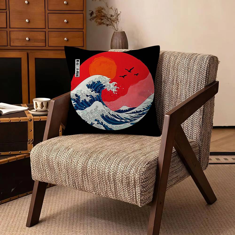 Great Wave of Kanagawa Decorative Room Aesthetics Pillow Case Home Decor Bedroom Sofa Bed Pillow Cover X