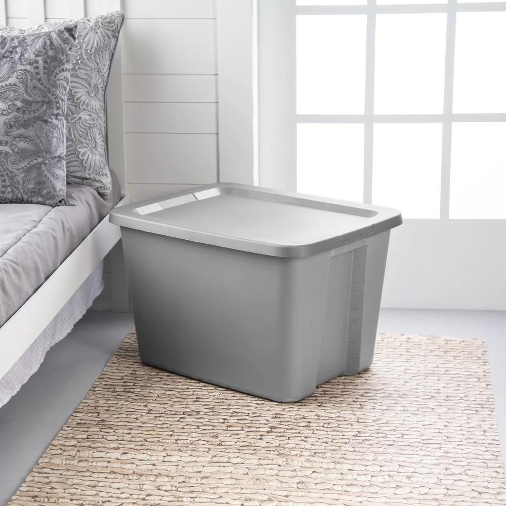 Large Storage Bins 2 Pack Stackable Plastic Containers with Snap-On Lid Organizing Garage Attic Home Office Clutter