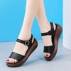 Leather Sandals Women's Summer Fashion New Soft-soled Non-slip Women's Work Casual Versatile Medium Heel Thick-soled Muffin Shoes