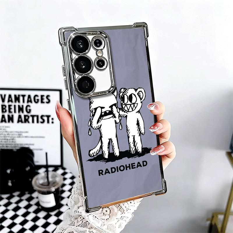 R-Radiohead Bnad Plating Phone Case For Samsung Galaxy S24 S25 FE S26 Edge S23 Ultra S22 S21 Plus S20 Anti-Fall Airabag Cover