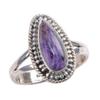 Natürlicher Charoit Edelstein 925 Massiv Sterlingsilber Schmuck Ring Größe 6.5 d8K61