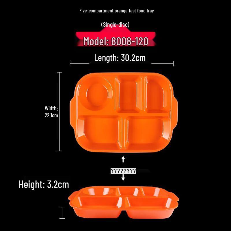 Qianxing Melamine 5-Compartment Lunch Trays (5-Pack)