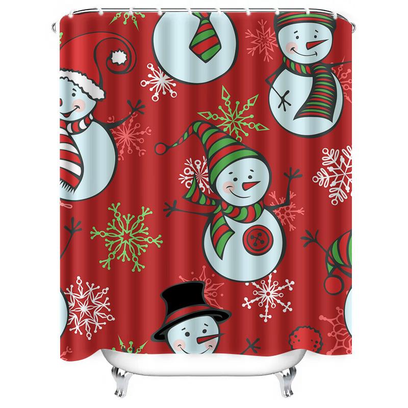 TU Festive Snowman Shower Curtain Waterproof Christmas Holiday Bathroom Decor Holiday Vibes Cozy Home Winter Theme Cute Pattern