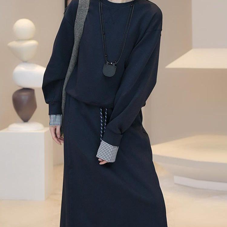 Women's Elegant Hooded Two-Piece Skirt Set - Long Sleeve, Spring/Autumn 2025 Collection