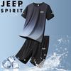 JEEP SPIRIT Men's Ice-Feel Short Sleeve T-shirt & Shorts Set