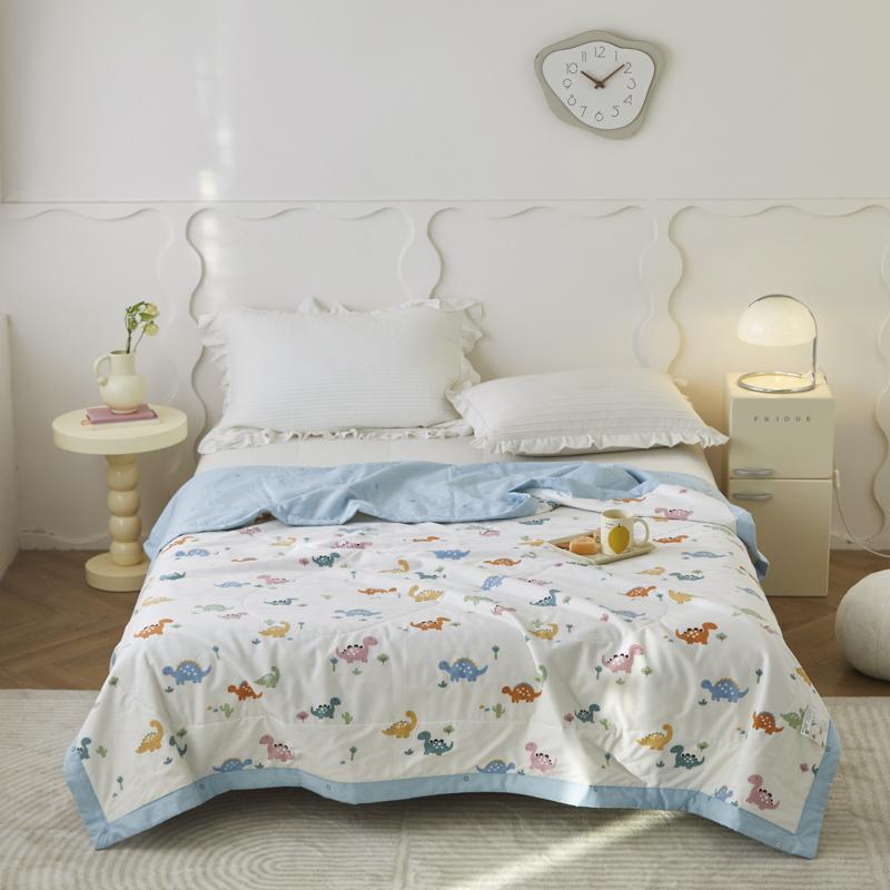 Lion Crocodile Summer Quilt 100% Cotton Kawaii Cartoon Animal Pattern Skin-friendly Air Conditioner Quilted Quilt for Boys Girls