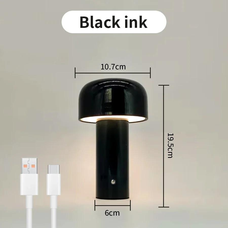 

Настольная лампа в виде гриба C-образная зарядка, трехцветный бесполюсный затемняемый ночник, креативная сенсорная декоративная маленькая настольная лампа чёрный