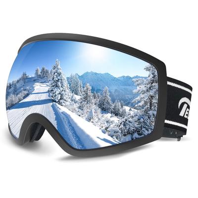 Geekin New Ski and Snowboard Glasses and UV400 OTG UV Wide Field of Helmet Frame with Silver Goggles, Compatible, Men's Women's, Protection,