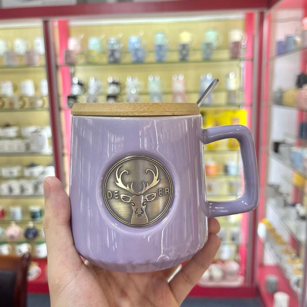 Kreative nordische Hirschtasse Einfache bronzefarbene Keramiktasse Große Kaffeetasse für Büro- und Heimgebrauch Trinktasse