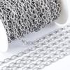 1M Gold Plated Frosted Square Punk Chains Stainless Steels Necklaces Oval Cross Chains Accessory DIY Men Bracelet Jewelry Making
