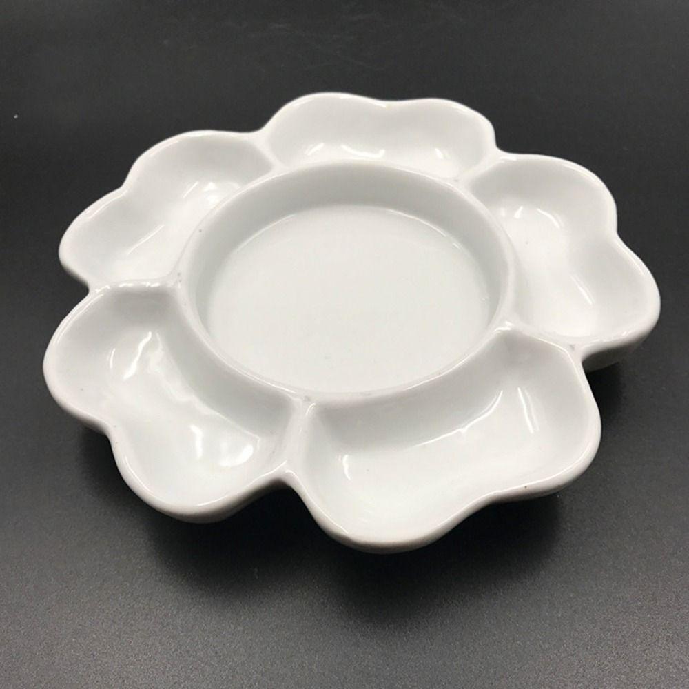 Ceramic Porcelain Palette White Mixing Colour Tray Plum Blossom Paint Plate  Art Supplies