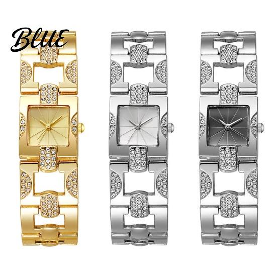 Orologio da polso formale da donna Braccialetto con strass Quadrante quadrato Classico Casual