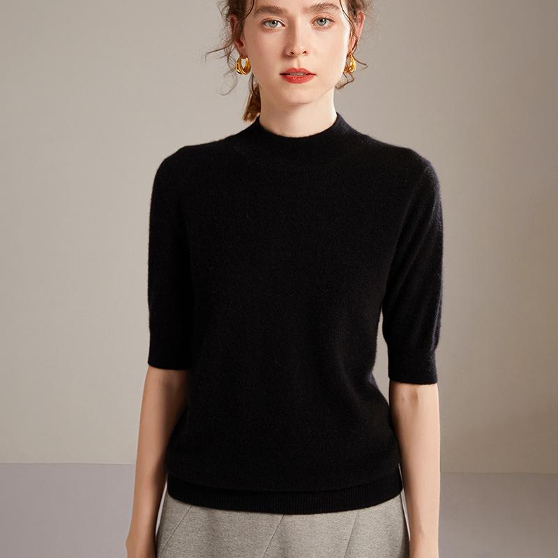 Lekasha Women's 100% Pure Cashmere Half-High Collar Sweater for Autumn and Winter