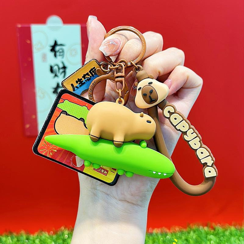 Animal Capybara Playful Party Keychain Cute Cartoon Silicone Accessory Keys For