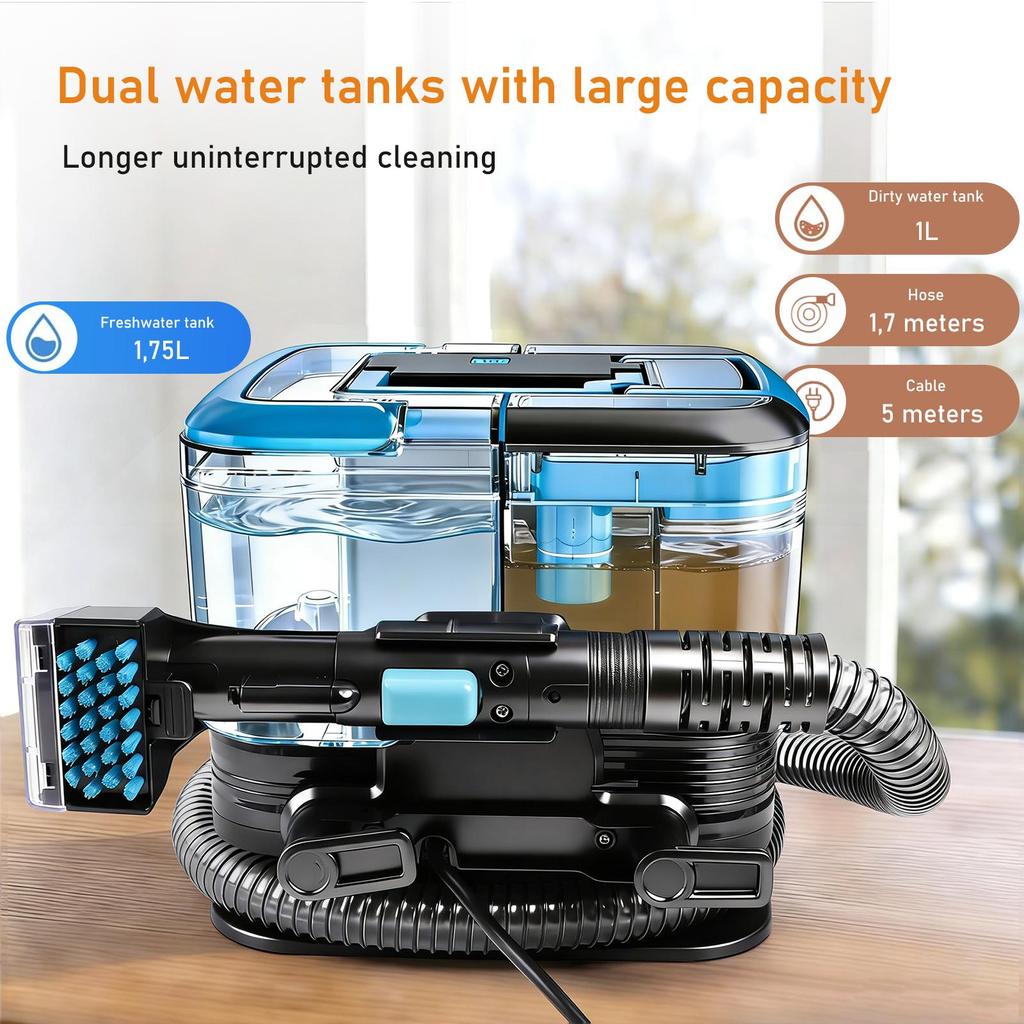 YADIMI Portable Carpet&Upholstery Spot Cleaner Machine with Self-Cleaning, 18Kpa Suction with 530W Motor, 1.75L Freshwater & 1L Dirty Water Tank