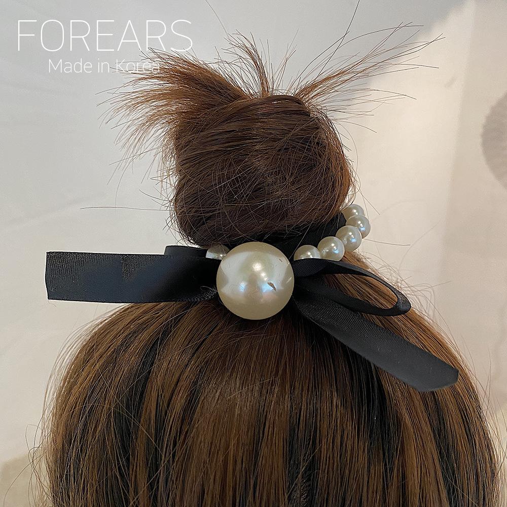 Pearl Bow Hair Band ~ French Elegant and Versatile Hair Tie Rubber Band Hair Tie