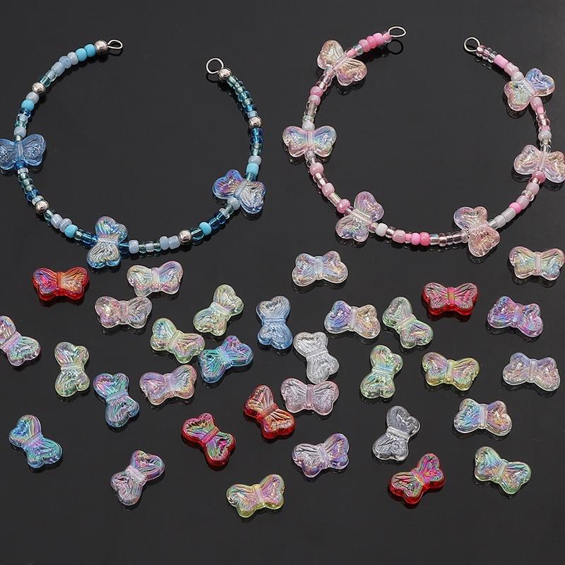 [14x8mm] Color-plated Butterfly Beads Acrylic Butterfly Beads For Earring Bracelet Necklace Keychain DIY Jewelry Making Accessories