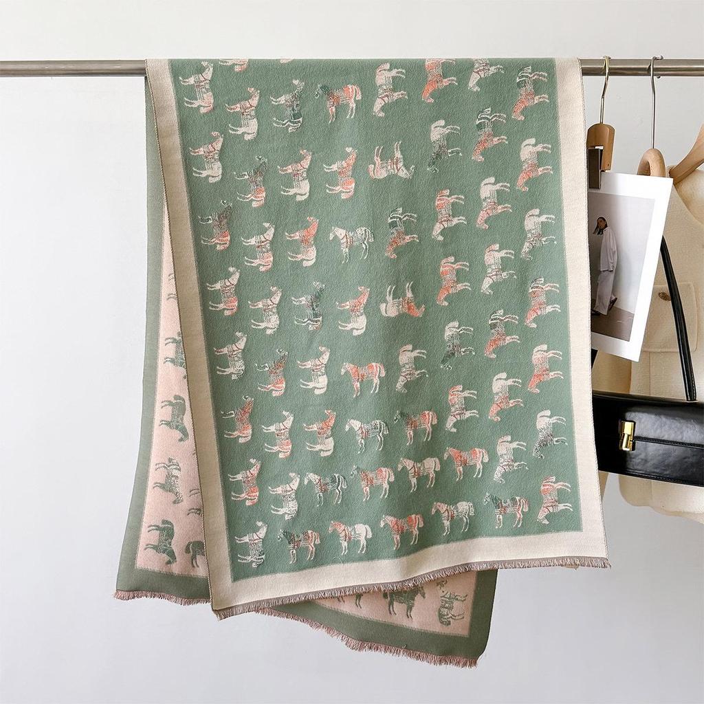 European Style Faux Cashmere Double-Sided Neck Warmer Scarf - Autumn/Winter Versatile, Warm, Cold-Proof, Windproof Shawl