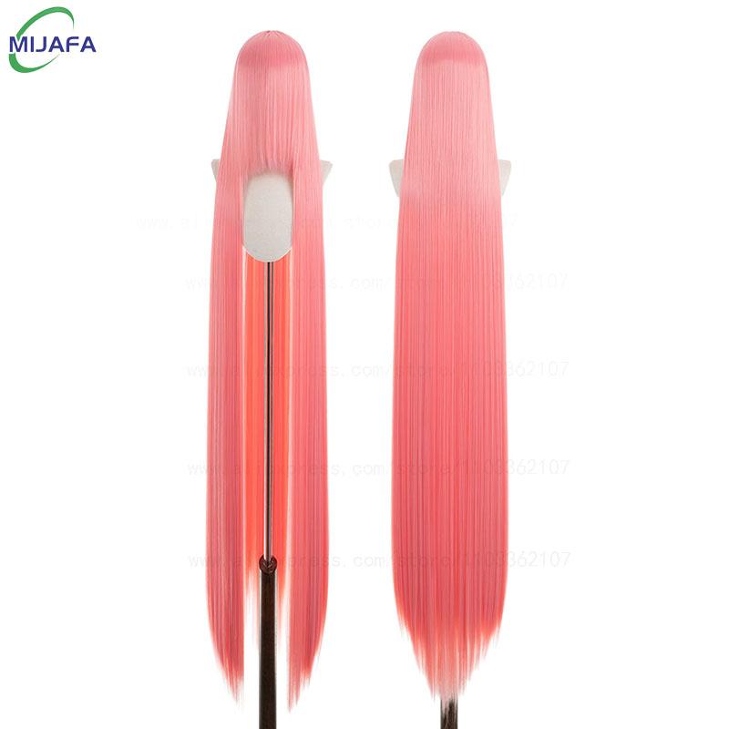 700g Alta Qualità 59" 150cm Lunga Dritta Parrucca Cosplay Con Frangia Biondo Marrone Rosso Verde Blu Resistente al Calore Colori Capelli Parrucche Anime