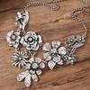 Bold Retro Floral Leaf Necklace Rhinestone Inlaid Luxury Exquisite Collar Chain Women's New Style Party Jewelry Gift