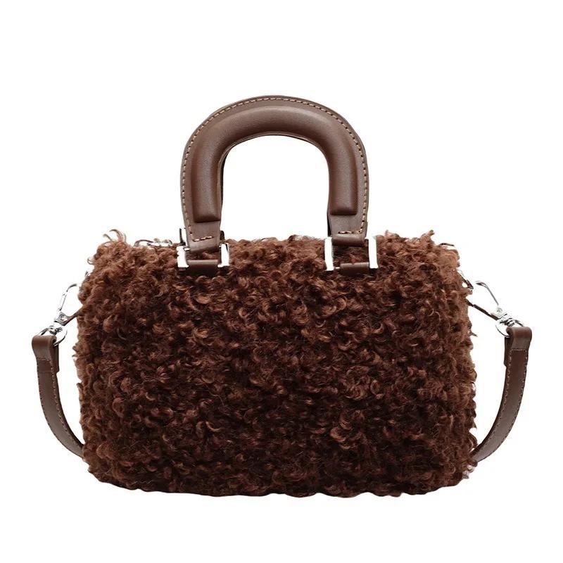 Nowa koreańska casualowa mała kwadratowa torebka dla kobiet retro niszowy design imitacja wełny modna torba