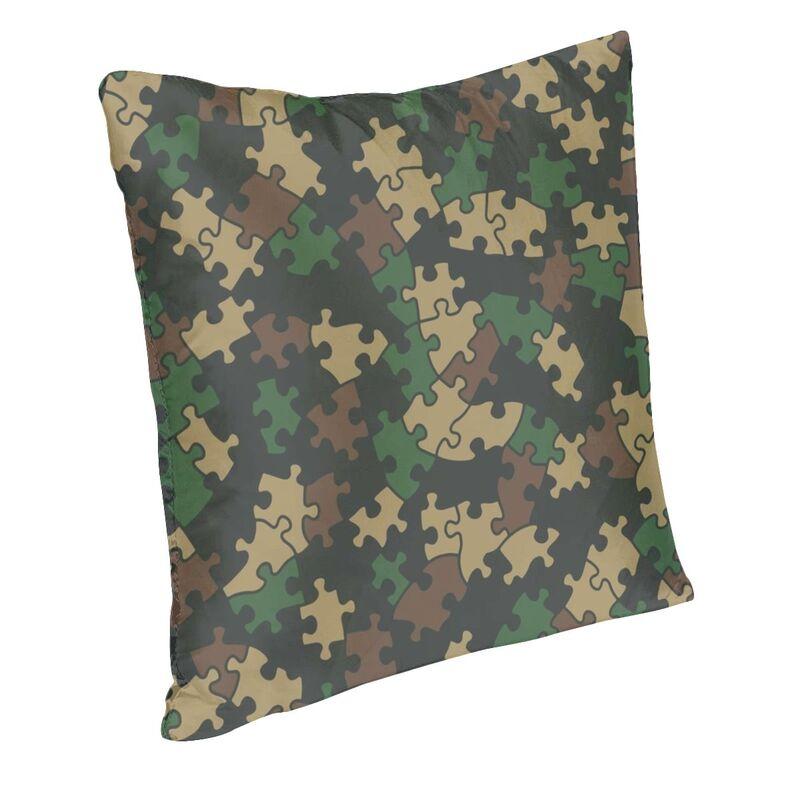 Jigsaw Puzzle Lover Pieces Camo Pattern Puzzler Woodland Luxury Pillow Cover Living Room Decoration Camoflage Cushions for Sofa