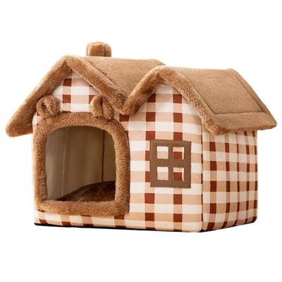 Katzenhaus Mehrzweck Warm Bequem Geschlossenes Design Plüsch Hunde Haustier Höhlenbett für Winter S (Gewicht: