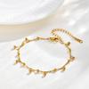 Minimalist Dangling Ball Charm Chain Bracelet 18K Gold Plated Stainless Steel Adjustable Size Daily Wear Jewelry for Female