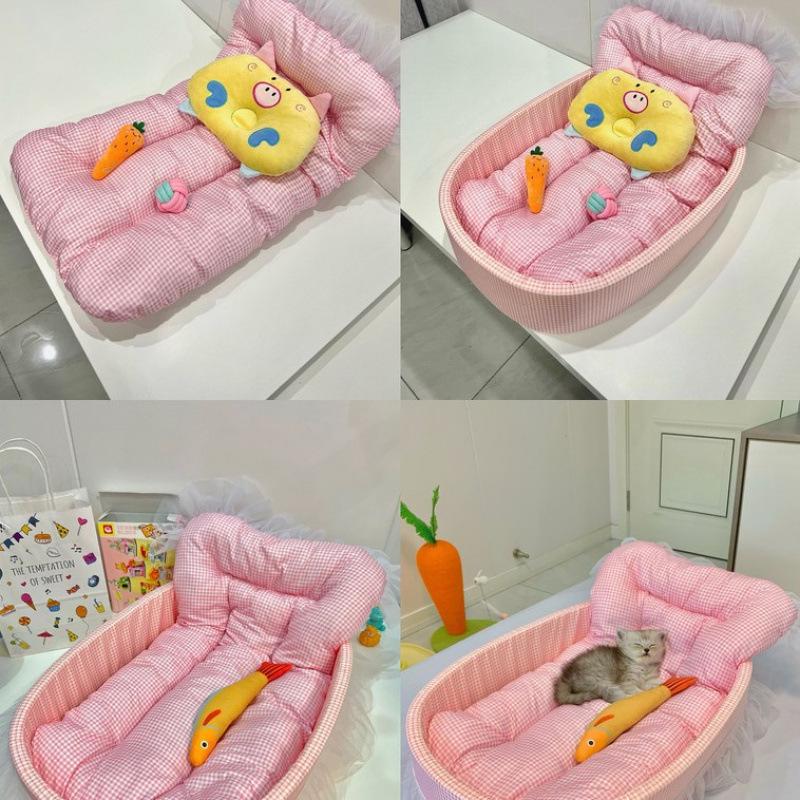 All-Season Washable Pet Nest: Non-Stick, Lightweight, Soft & Cozy for Small Dogs and Cats