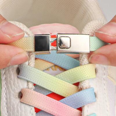 1 Paar Regenbogen-Schnürsenkel für Turnschuhe, Druckverschluss, Schnürsenkel ohne Krawatten, neue Schlösser für Kinder und Erwachsene, Schuhzubehör
