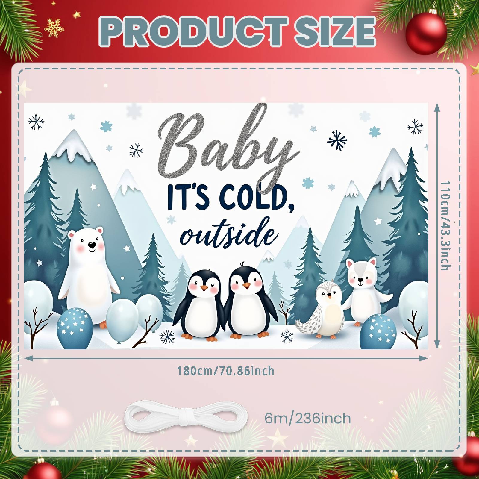 

Winter Party Display Glitter Text Arctic Animals Backdrop Penguin Theme Backdrop Winter Forest Scene Winter Banner