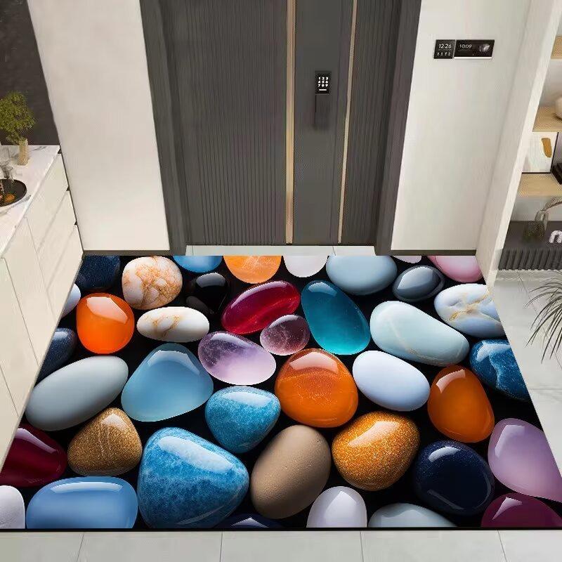 3D Kiesel Badezimmer Bodenmatte Rutschfest Schnelltrocknend Fußmatte Pflegeleicht Türvorleger